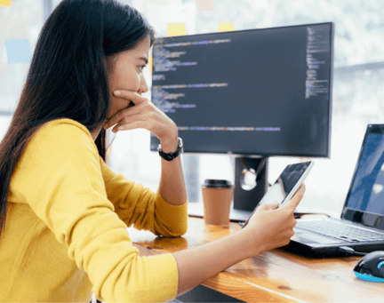 Woman working on laptop